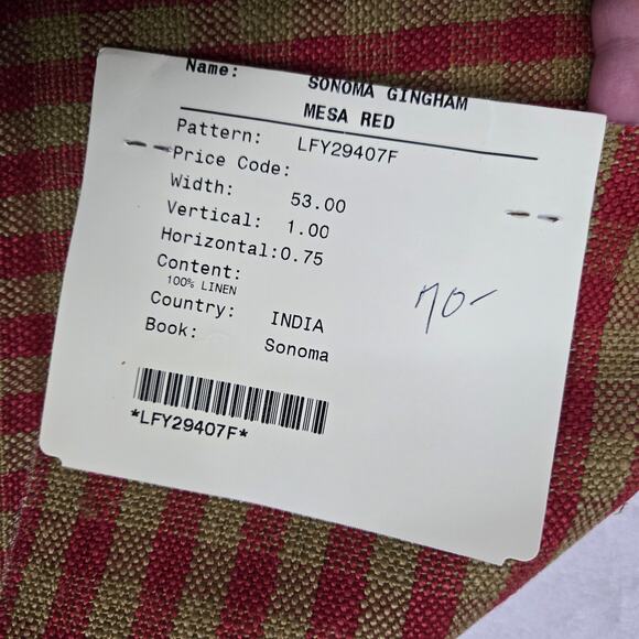 VTG Ralph Lauren Upholstery Fabric Remnant Sonoma Gingham Mesa Red 27x27 0772 - Picture 2 of 4